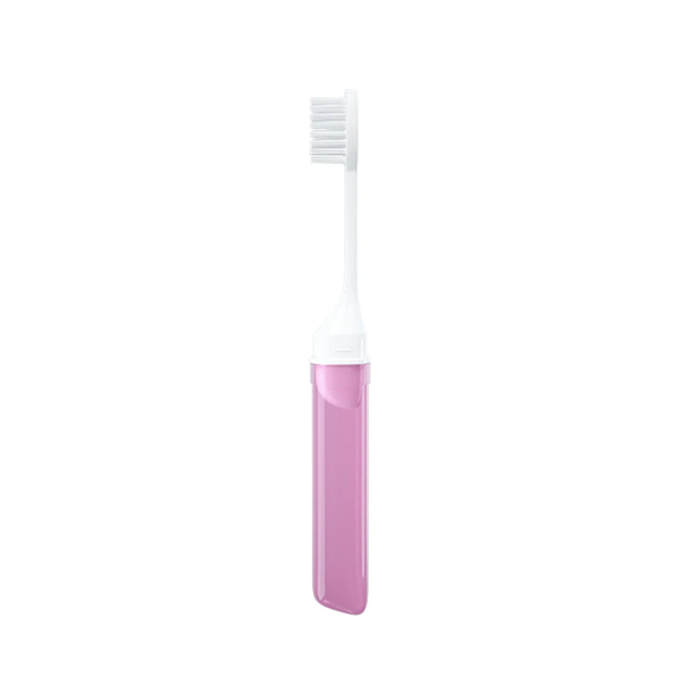 Mini Travel Toothbrush Foldable Portable Small Dental Brush Folding Traveling Adult Toothbrush in Transparent Candy Colors Peaceful Pleasures Health and Wellness 1pcs Pink
