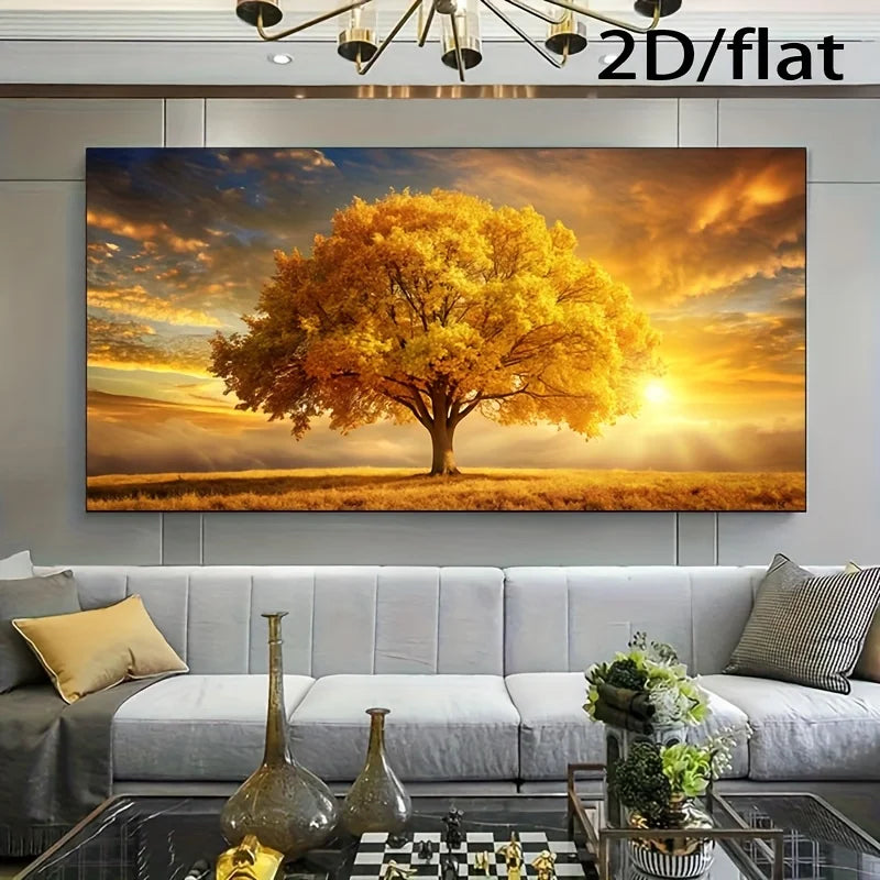 Golden Tree of Life Canvas Wall Art | Modern Unframed Poster Canvas Wall Art Peaceful Pleasures Health and Wellness
