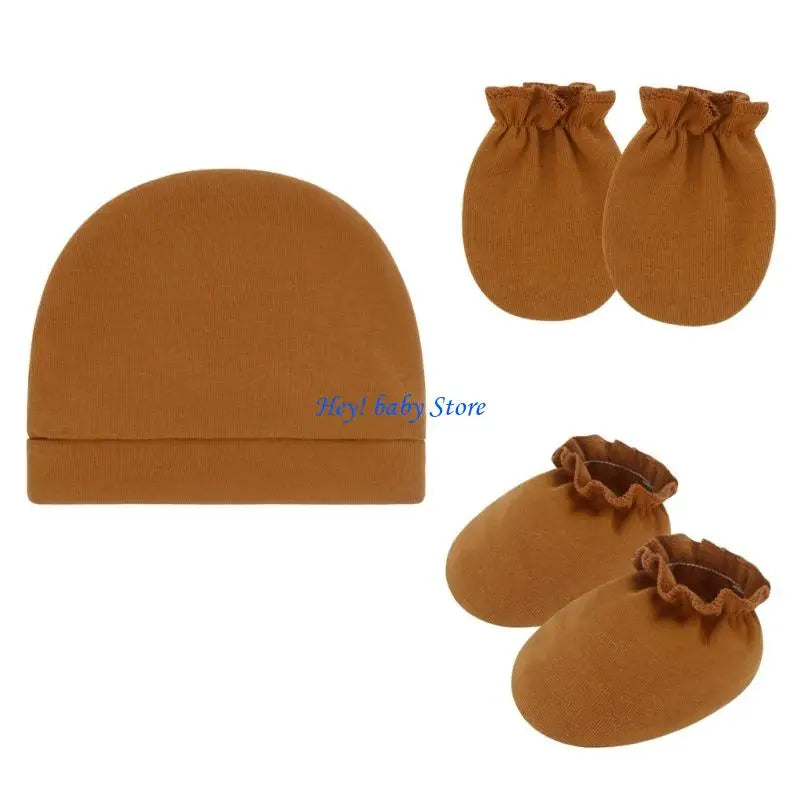 Baby Bonnet Hat Mittens & Booties 3-Piece Set | 0–6 Months