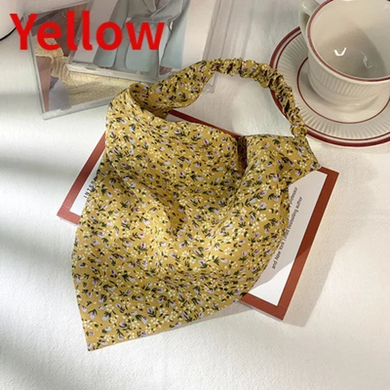 Floral Kerchief Headwear Wrist Head Wrap Scarf Triangular Headscarf