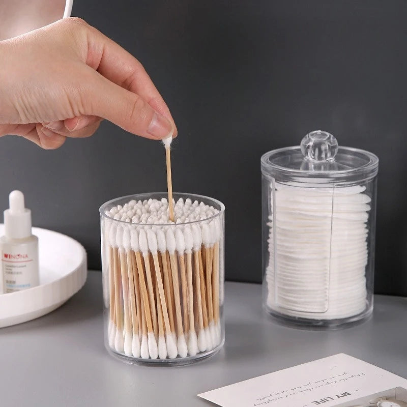Acrylic Makeup Organizer – Cotton Swab & Pad Storage Box