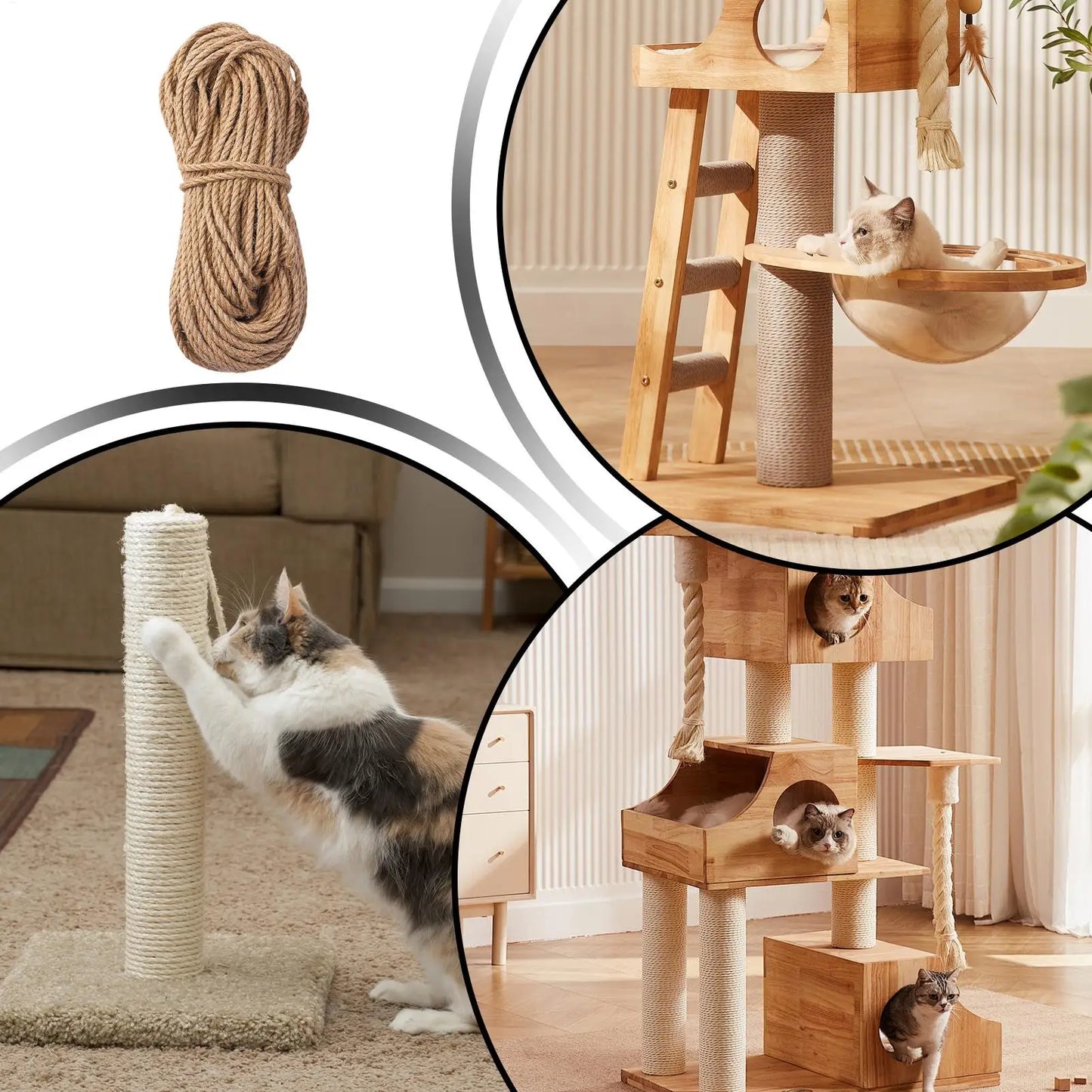 Natural Sisal Rope Cat Scratcher Replacement Wrap – 164 ft