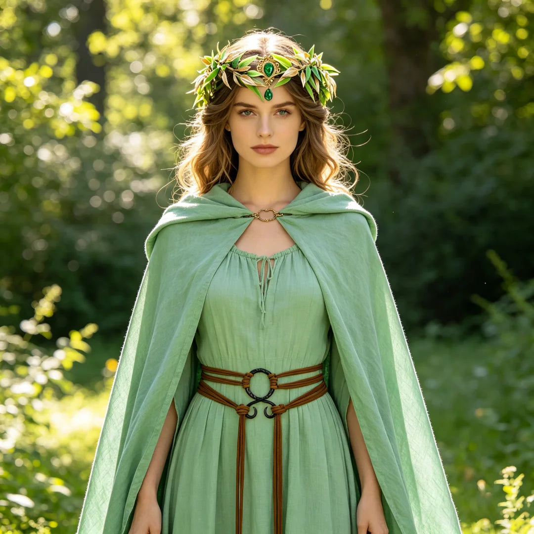 Retro Medieval Long Rope Ring Knot Belt Flower Crown Nordic Witch