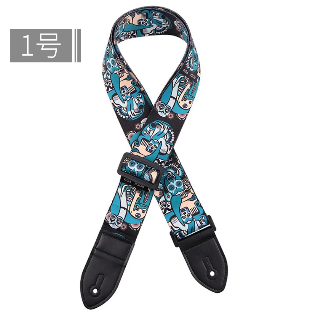 Fashion Colorful Guitar Strap Printed Adjustable Belt Crossbody