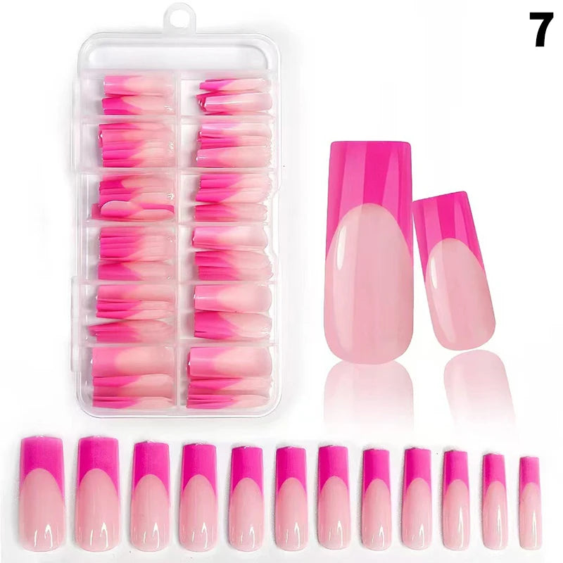120pcs/box Nude Pink Matte French Press On Nails 12sizes Extra Long Square Full Cover Soft Gel False Nail Tips Nail Extension Peaceful Pleasures Health and Wellness MHFSCF