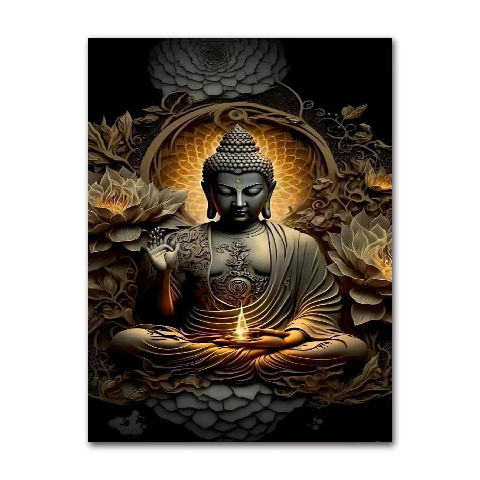 HD Buddha Canvas Wall Art | Zen Statue Print for Living Room