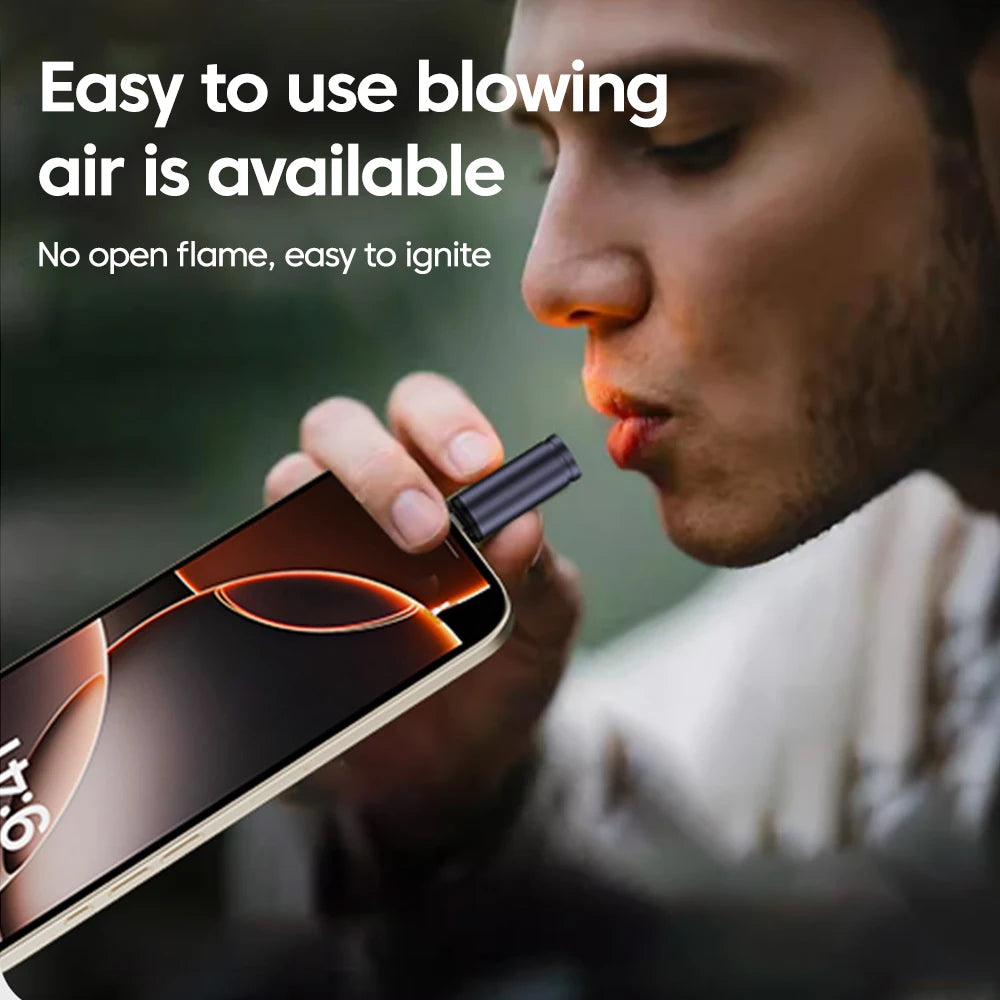 USB-C Cigarette Lighter | Blow-Ignite, Auto Shut-Off, No Battery