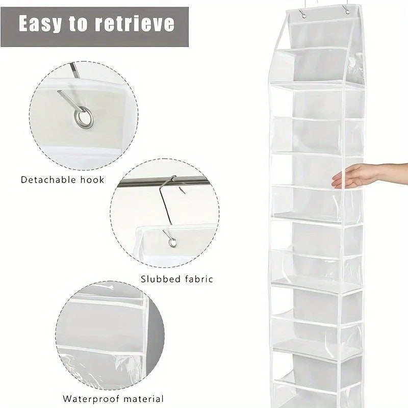 Door-Mounted Yarn Organizer – 6 Clear Bags & 2 Hooks