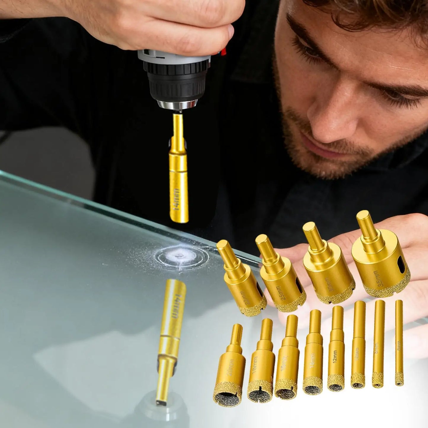 12-Piece Tile Hole Saw Kit | Ceramic, Porcelain, Granite & Glass Tile Hole Saw Kit Peaceful Pleasures Health and Wellness