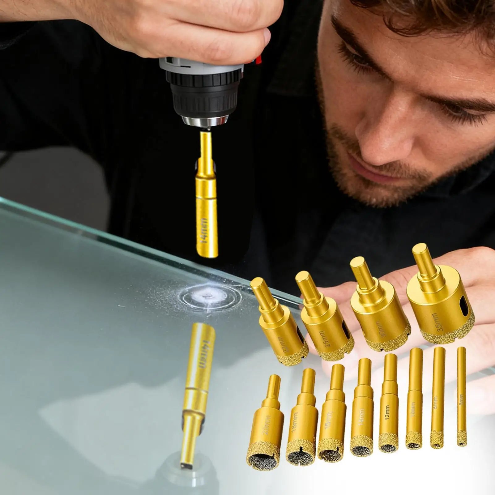 12-Piece Tile Hole Saw Kit | Ceramic, Porcelain, Granite & Glass Tile Hole Saw Kit Peaceful Pleasures Health and Wellness