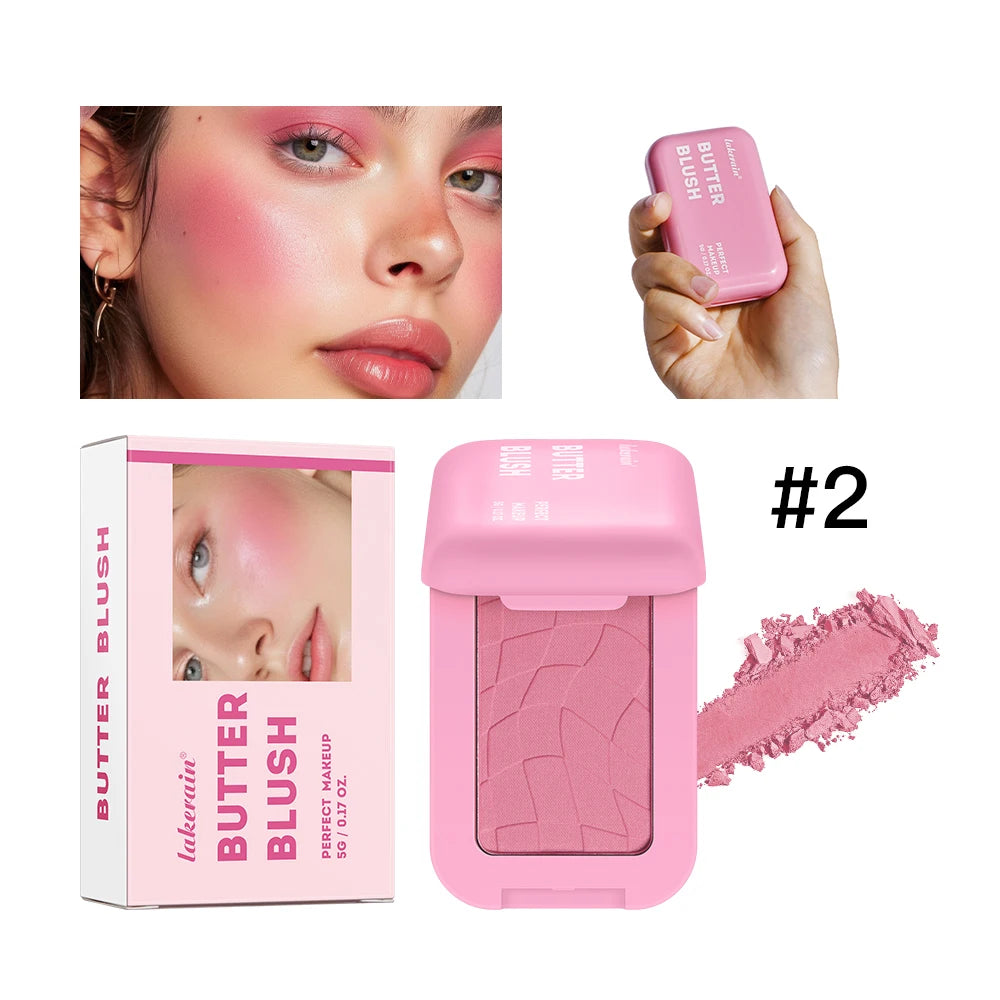 Matte Natural Butter Blush Single Color Cheek Tint Waterproof Face Contouring Cosmetics Blush Powder Face Soft Female Makeup Peaceful Pleasures Health and Wellness 2