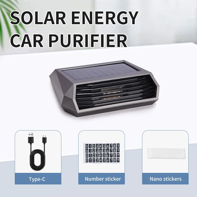 Solar Car Air Purifier Ozone Generator Car Intelligently Sterilizing Deodorizing And Removing Odors Ozone Sterilizer Hepa Filter Peaceful Pleasures Health and Wellness