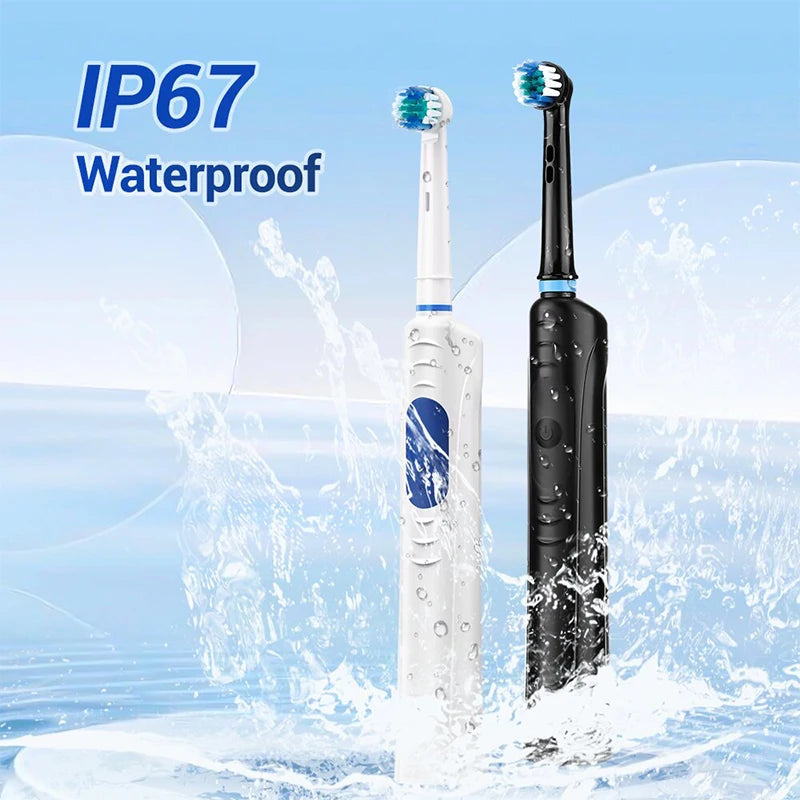 Waterproof Rechargeable Rotating Electric Toothbrush with 3 Cleaning Modes Oral B Round Head Rotating Design Travel Box Peaceful Pleasures Health and Wellness