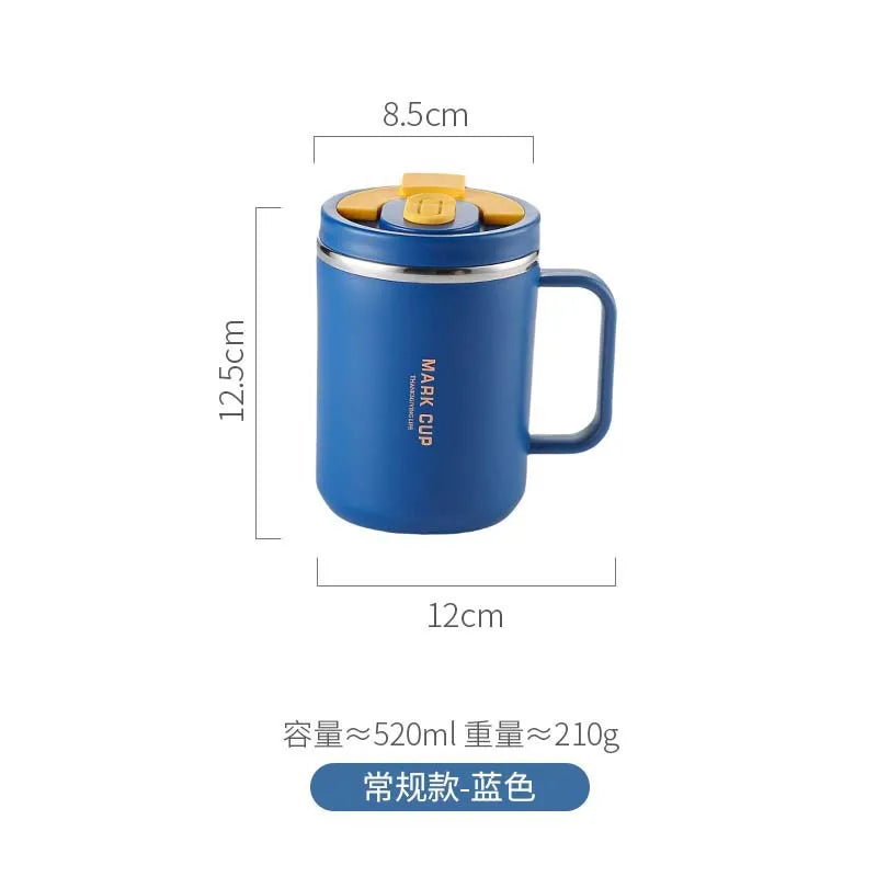 2026 Hot 520ML Insulated Coffee Mug with Handle, Shatterproof 304 Stainless Steel Coffee Mug, Double Wall Vacuum Water Cup Peaceful Pleasures Health and Wellness Regular blue 501-600ml