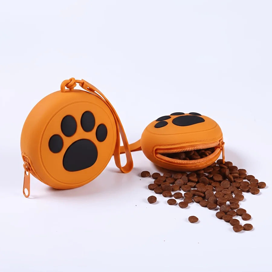 Silicone Paw Print Dog Treat Pouch – Waterproof Training Bag