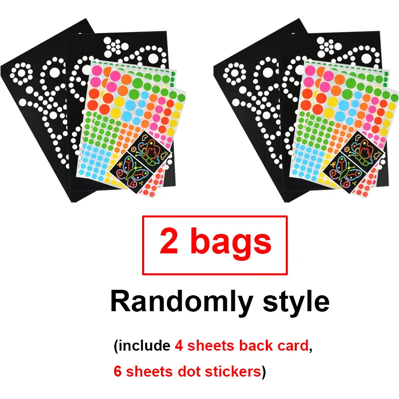 Children Colorful Round Dot Puzzle Stickers Cartoon Animal Mosaic