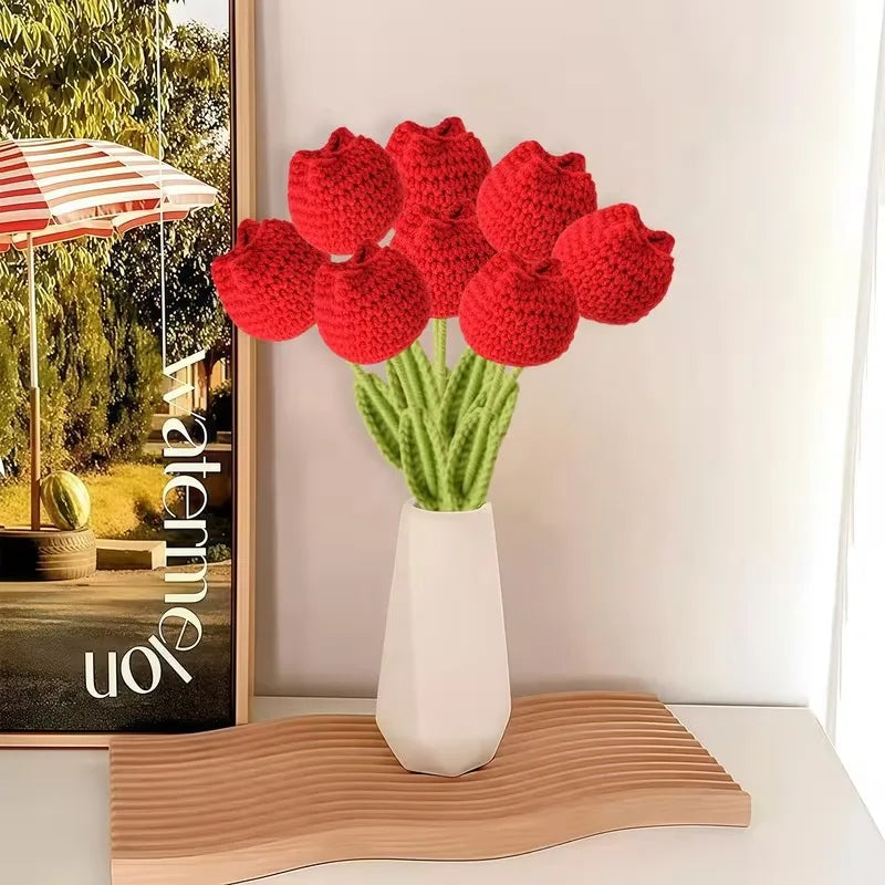 Handmade Crochet Tulip Bouquet | Artificial Flower Gift & Decor
