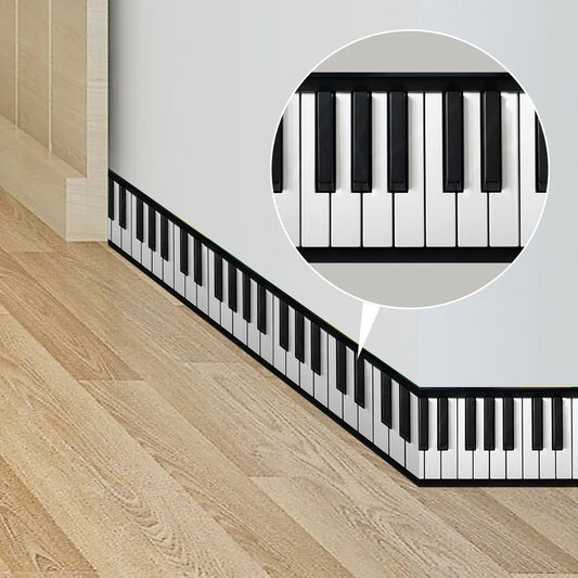 Black and White Piano Keys Wall Stickers Kicking Baseboard Waist Line Wallpaper Decals Music Decoration Glass Door Decor Musica Peaceful Pleasures Health and Wellness