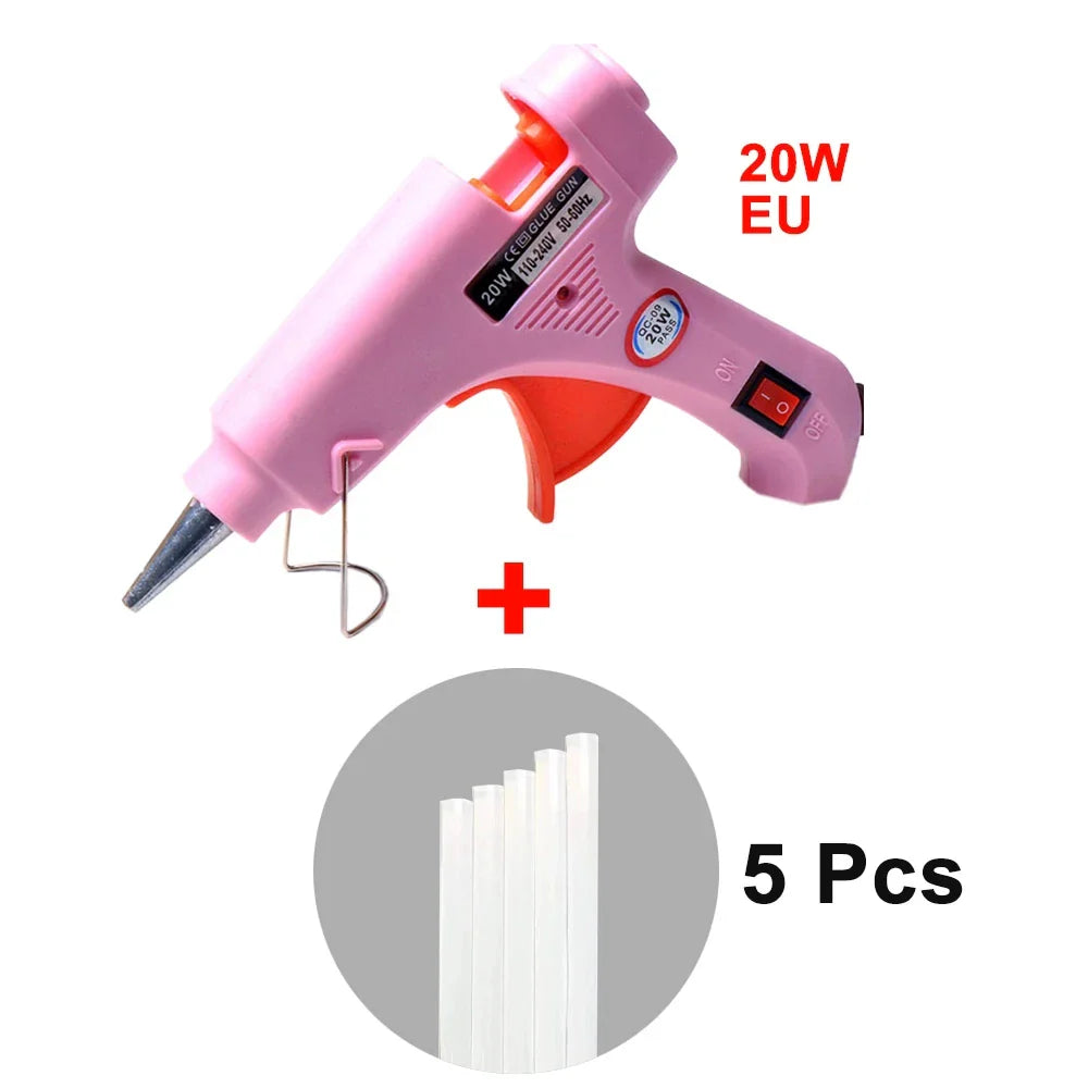 20W Mini Hot Melt Glue Gun Kit with 10 Glue Sticks – Anti-Drip
