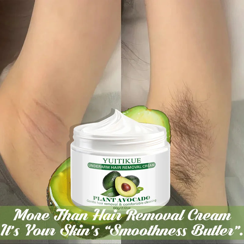 Yuitikue Avocado Underarm Hair Removal Cream, 60g Gentle Plant-Based Hair Remover for Smooth Skin, Painless & Comfortable Peaceful Pleasures Health and Wellness