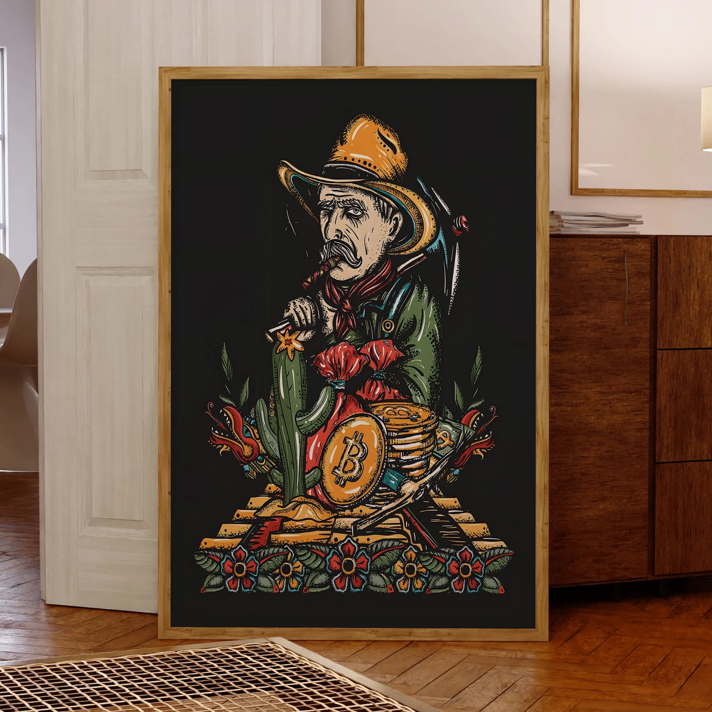 Abstract Bitcoin Miner Canvas Wall Art Print | Home Decor