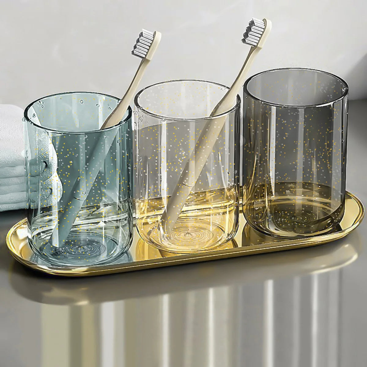 1PCS Mouthwash Mug Portable Round Toothbrush Holder Cup Colorful Clear Toothbrush Storage Cup Bathroom Washing Tools Peaceful Pleasures Health and Wellness