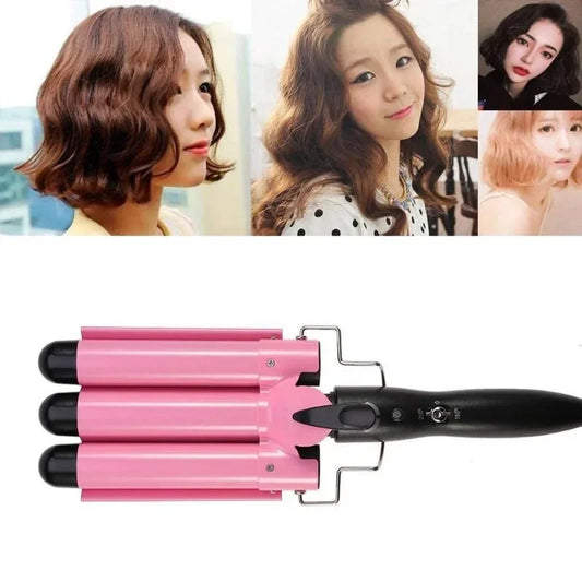 Triple Barrel Hair Curler | Fast-Heating Ceramic Wave Wand Triple Barrel Curler Peaceful Pleasures Health and Wellness