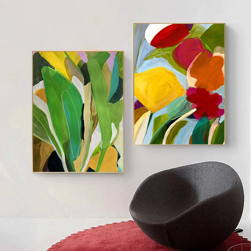Bold Abstract Blue-Green Purple Pink Vibrant Graffiti Color Block Art Poster Canvas Print Modern Bedroom Gallery Wall Decoration Peaceful Pleasures Health and Wellness