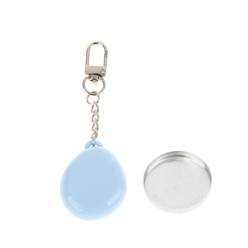 Colorful Keychain Empty Makeup Compact Diy Refill Case With Aluminum Tray Portable Cosmetic Storage Small Blush Container Peaceful Pleasures Health and Wellness Blue Keychain