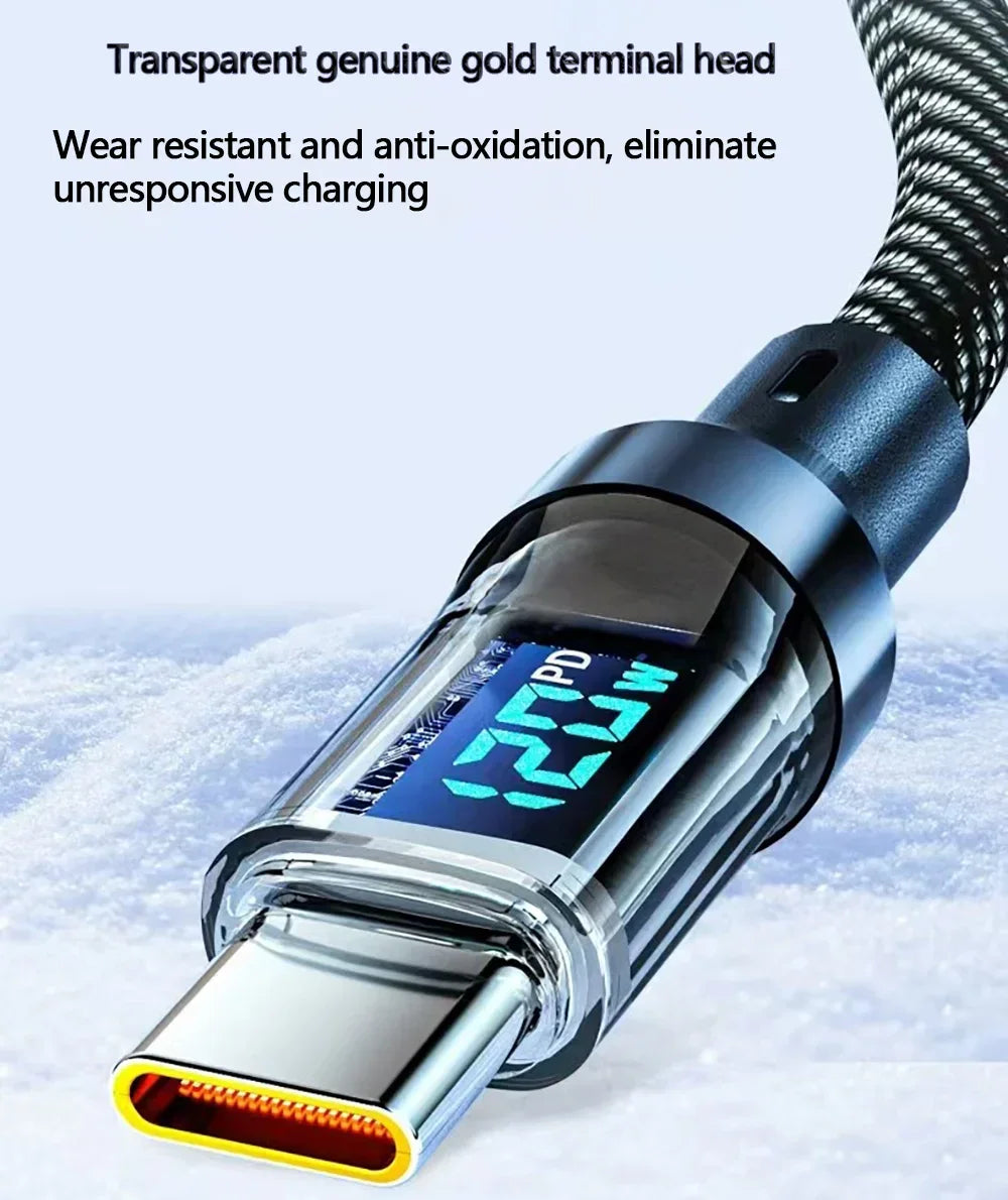 120W/100W USB-C Fast Charging Cable with LED Display Peaceful Pleasures Health and Wellness