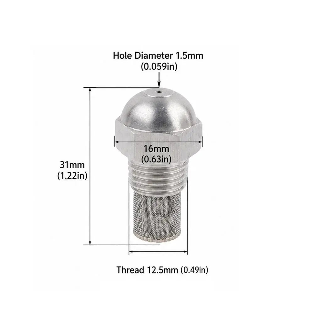 2-Pack 304 Stainless Steel Misting Nozzles 1/4 BSPT 1.5mm Spray