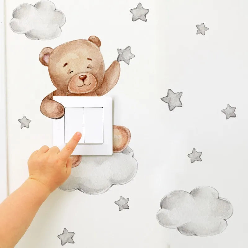 Cartoon Giraffe Panda Elephant Switch Stickers Kids Baby Bedroom Decor Home Decor Wallpaper Kids Wall Decal Room Decor Stickers Peaceful Pleasures Health and Wellness