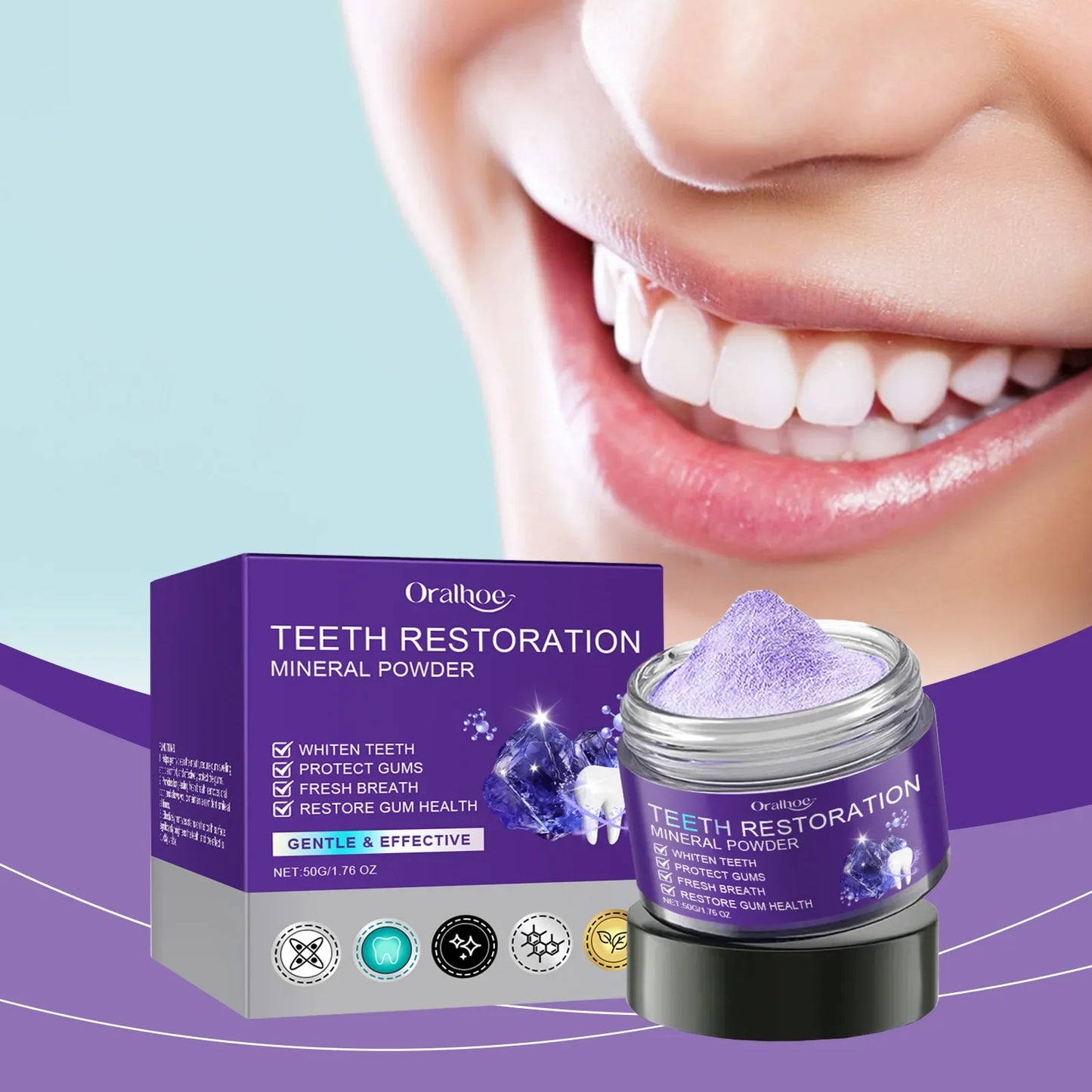 Oralhoe Purple Teeth Whitening Powder – Stain & Plaque Remover