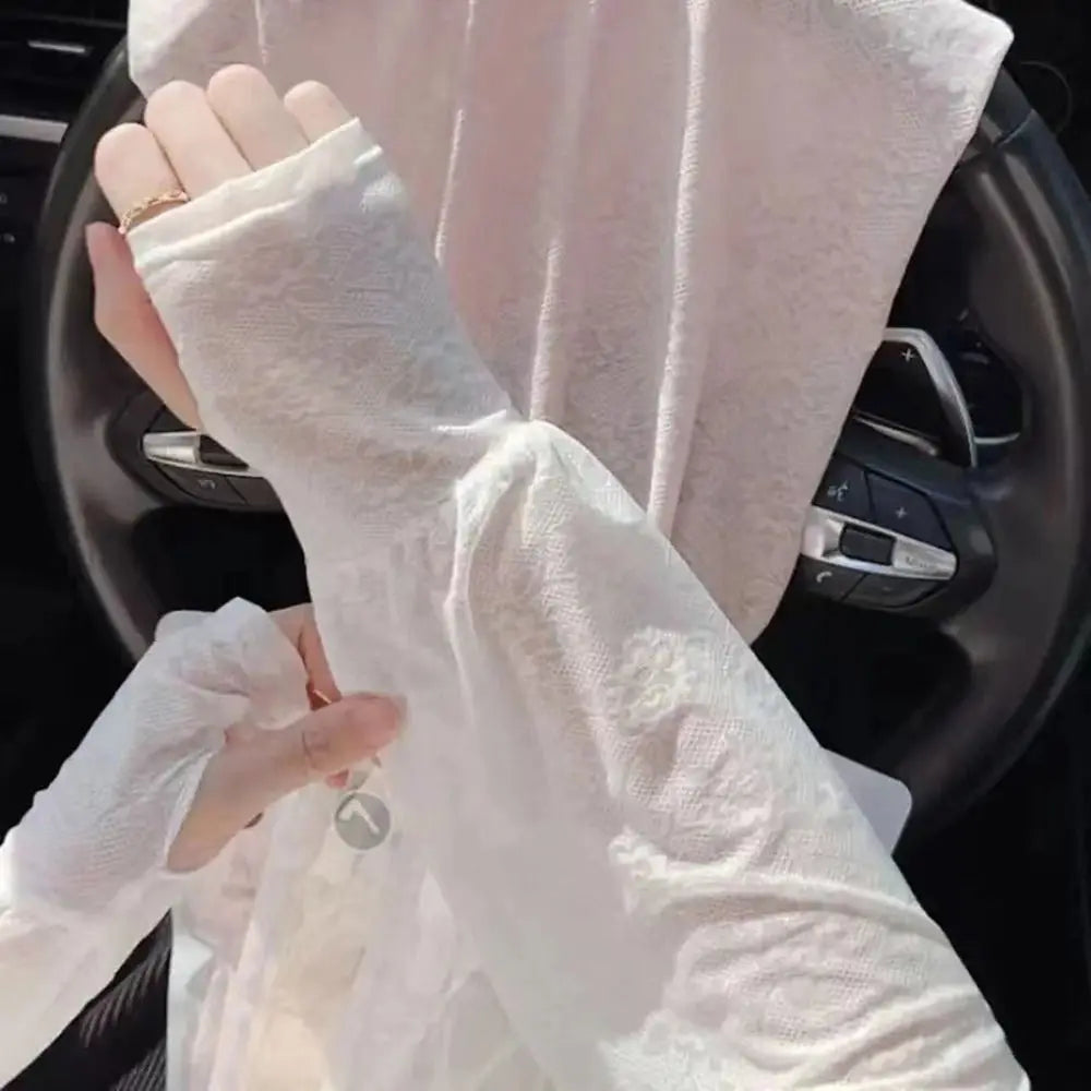 Women's Lace Ice Silk UV Arm Sleeves – Breathable Sun Cover