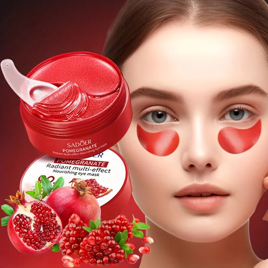 Pomegranate Eye Mask Multi-Effect Nourishing And Moisturizing Eye Patch for Hydrating the Eye Area 60pcs/bottle-1 bottle Peaceful Pleasures Health and Wellness