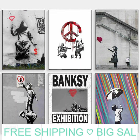 Banksy Girl with Red Balloon Canvas Wall Art | Street Art Decor Canvas Wall Art Peaceful Pleasures Health and Wellness