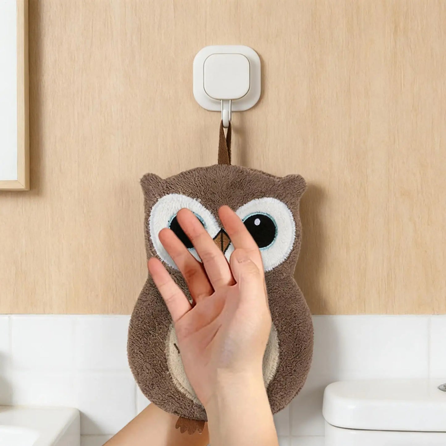 Cute Owl Hanging Hand Towel – Soft Kids Kitchen Bathroom