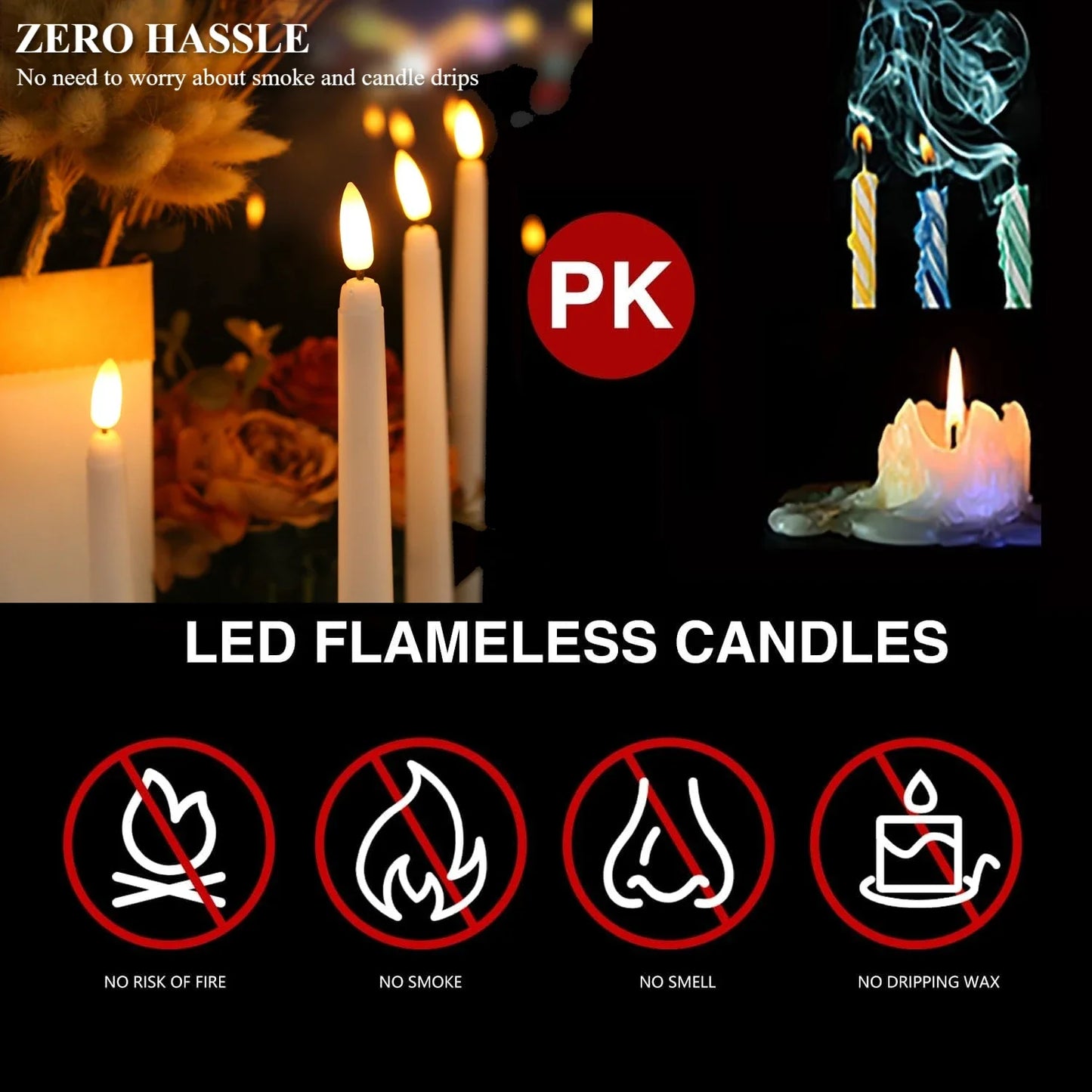 Flameless Taper Candles with Remote Flickering LED Taper Candles Battery Operated Candlesticks for Wedding Christmas Thanksgivin Peaceful Pleasures Health and Wellness
