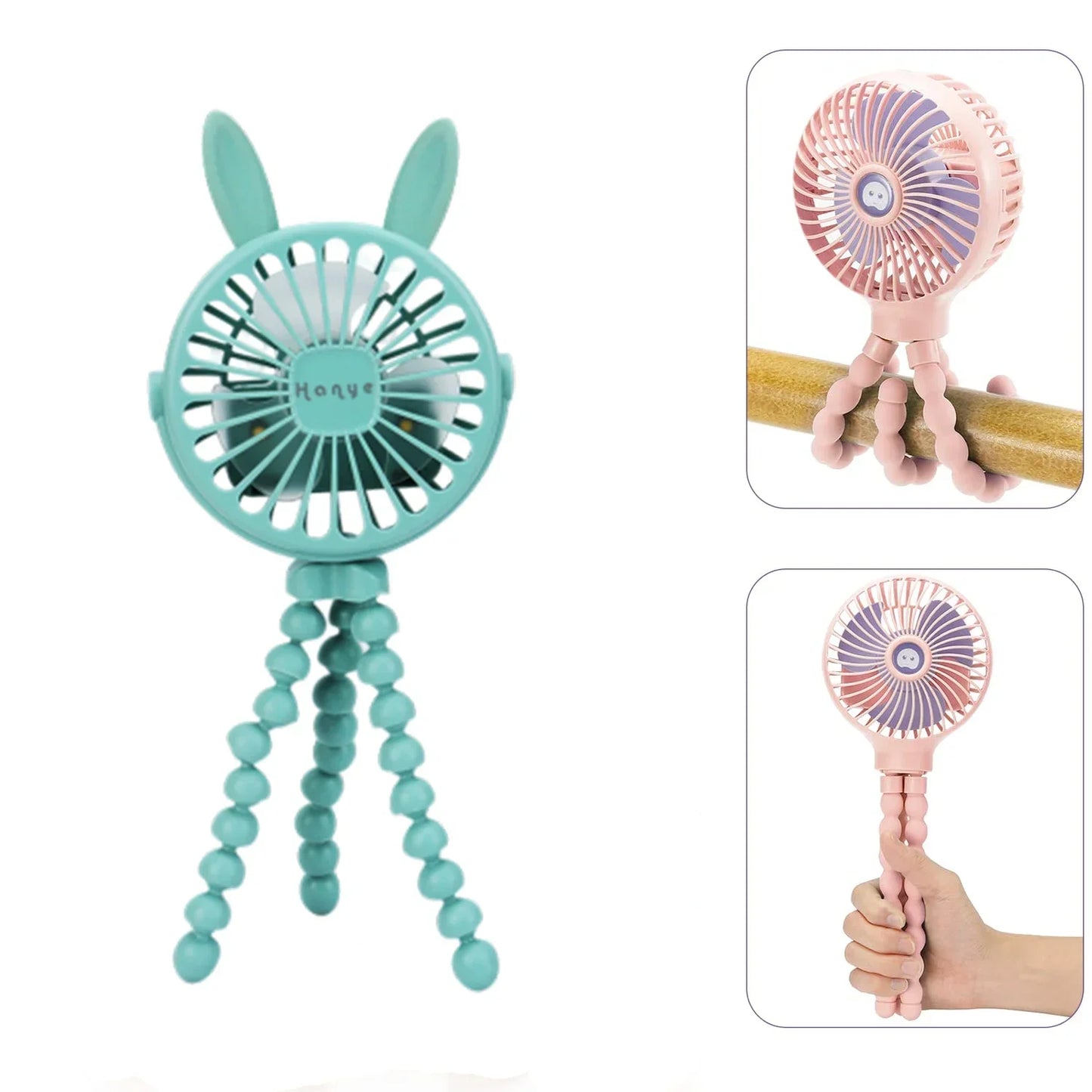 Camping Fan Portable Rechargeable Clip-on Handheld Cart Household Use Trolley 3 Speeds Electric Mini Powerful Merchandises Home Peaceful Pleasures Health and Wellness