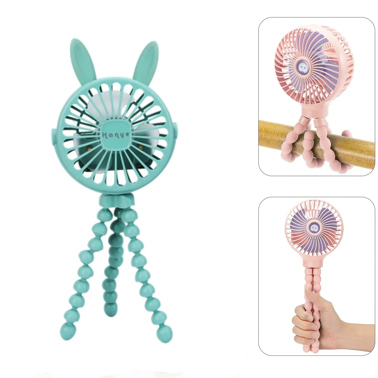Camping Fan Portable Rechargeable Clip-on Handheld Cart Household Use Trolley 3 Speeds Electric Mini Powerful Merchandises Home Peaceful Pleasures Health and Wellness