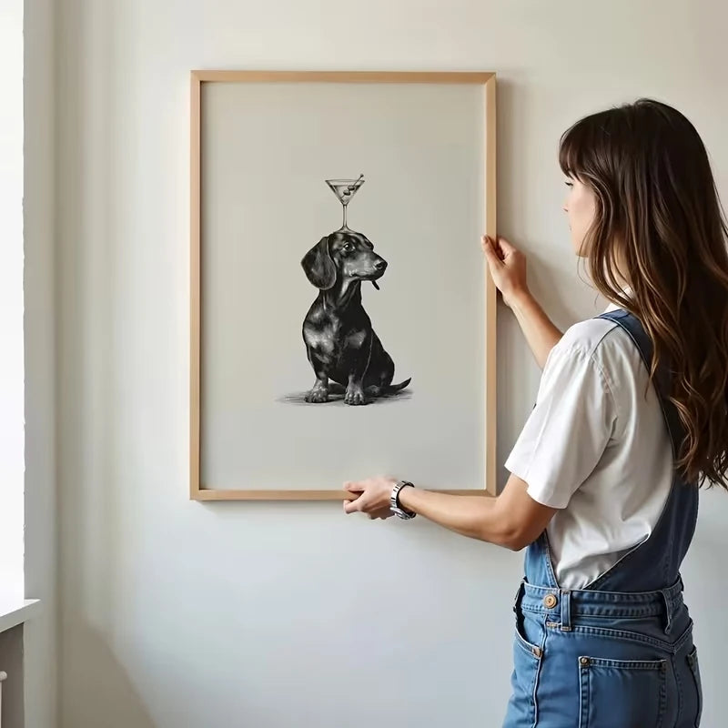 Dachshund Martini Canvas Wall Art Print | Home Decor Poster