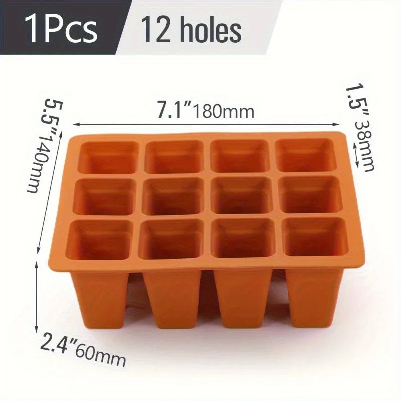 9-Cell Silicone Seed Germination Tray with Drainage Holes