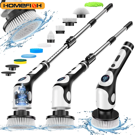 HOMEFISH Multifunctional Electric Cleaning Brush Voice Rechargeable Smart Rotary Cleaning Brush Kitchen Cleaning Brush Peaceful Pleasures Health and Wellness