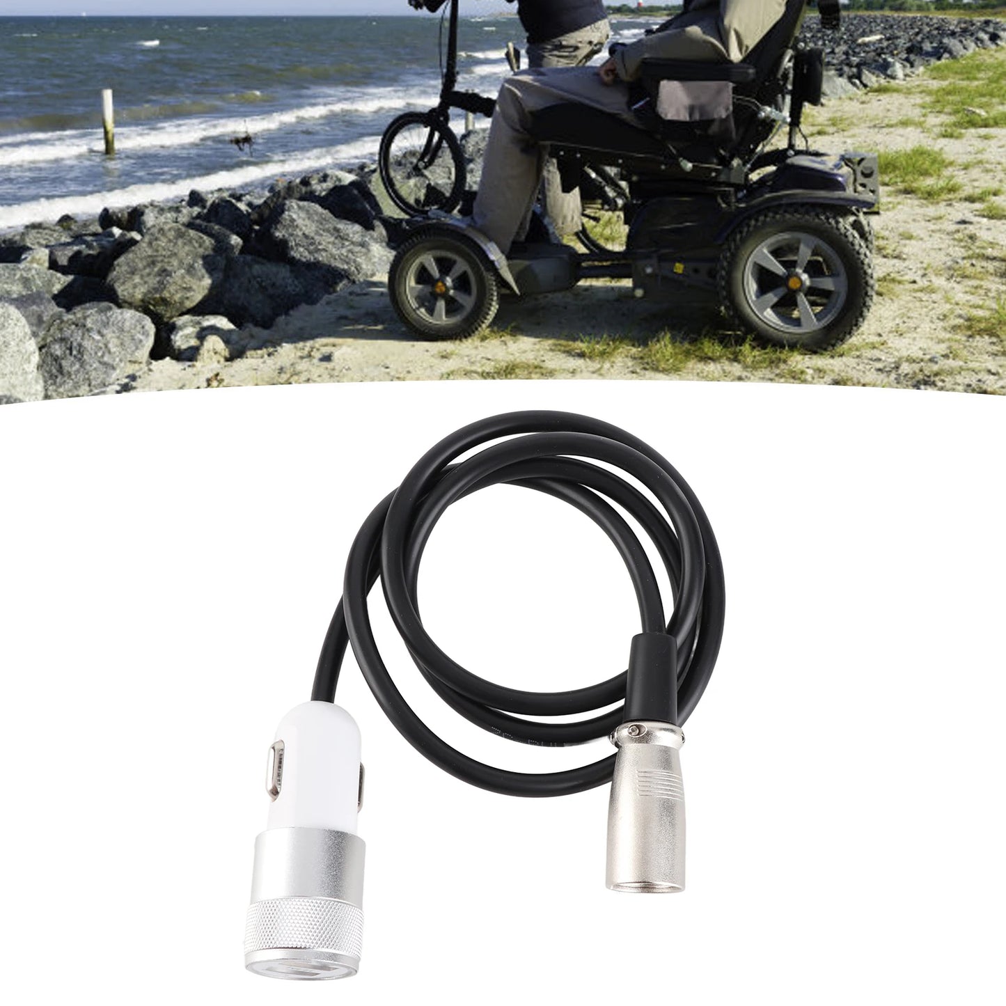 Wheelchair Joystick Controller Charging Cable Electric Motor Power Fast Charging Line Accessory 12‑24V Peaceful Pleasures Health and Wellness