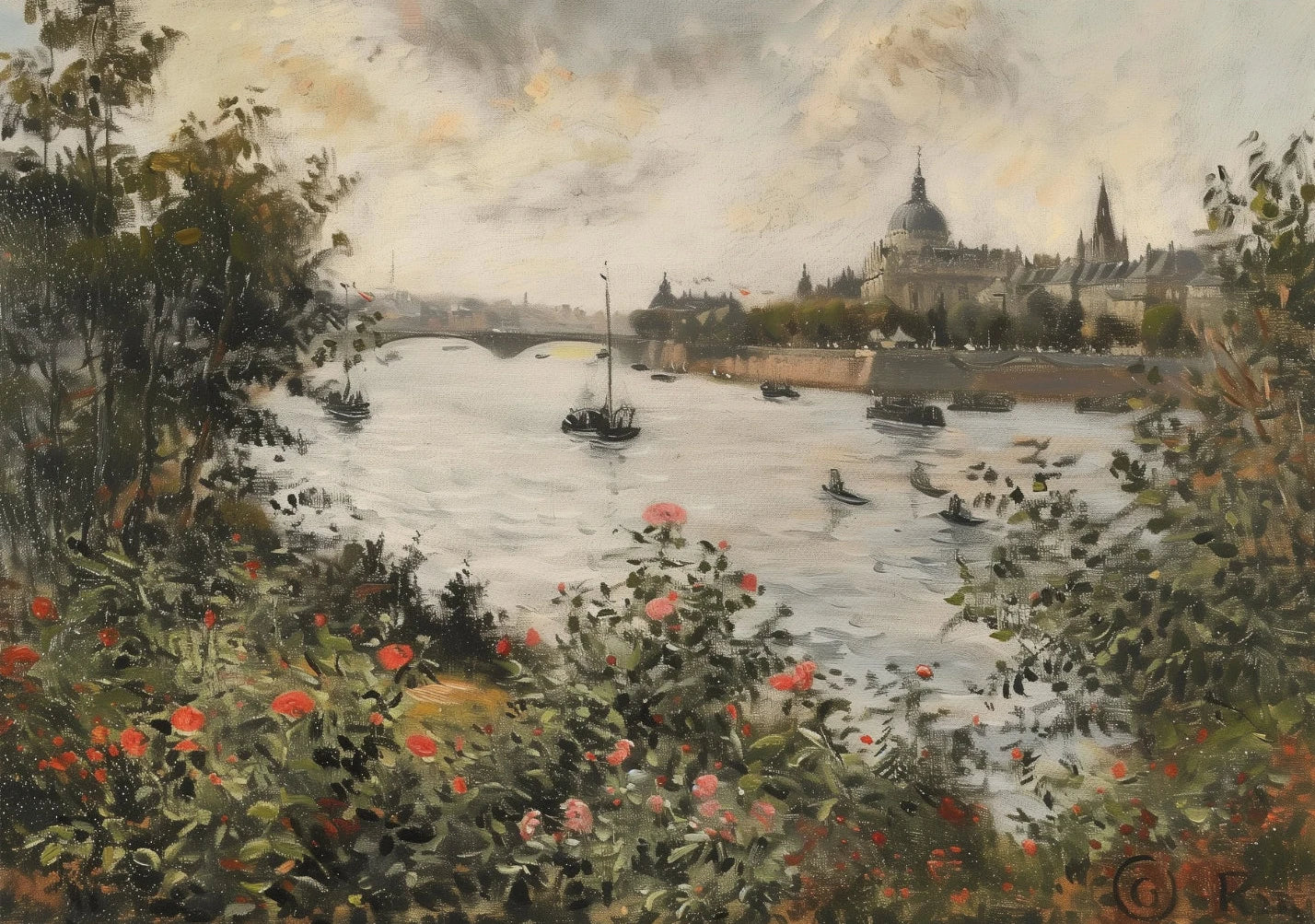 Seine River Paris Venice Canvas Wall Art | European Landscape
