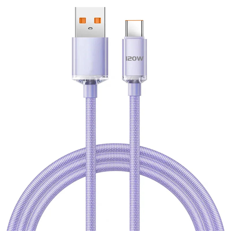 120W Type C Cable Super Fast Charging Nylon Braided USB C Cord Quick Charge for Samsung Xiaomi Huawei POCO OPPO Peaceful Pleasures Health and Wellness PURPLE 1.5m