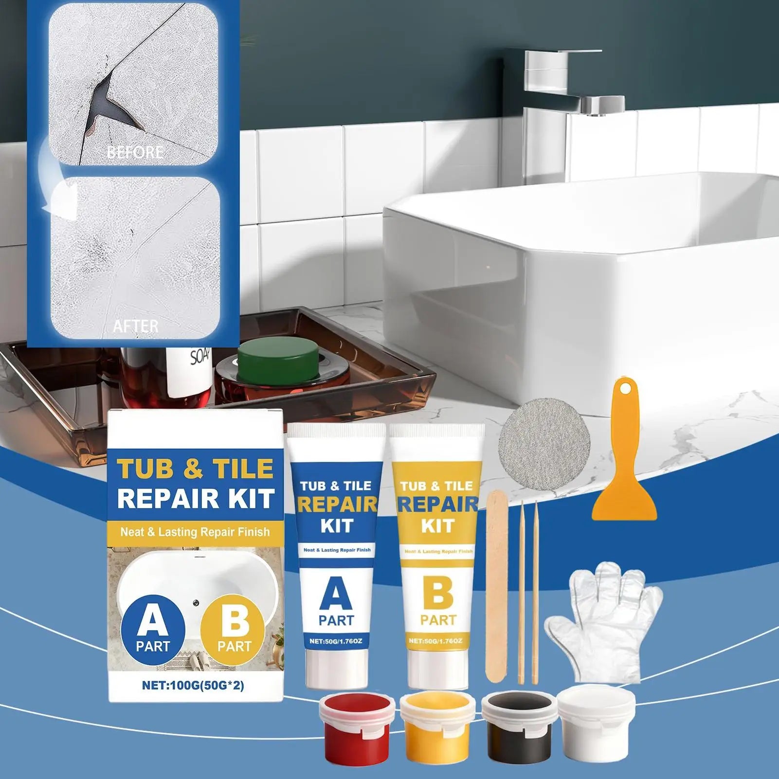 Waterproof Tile & Grout Repair Kit Permanently Seals Cracks Prevents Mold & Leaks For Bathtub, Shower, Bathroom & Kitchen Floors Peaceful Pleasures Health and Wellness