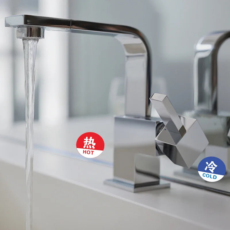 Hot & Cold Faucet Label Stickers – Acrylic Self-Adhesive Signs