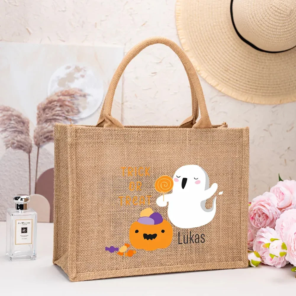 Personalized Halloween Trick or Treat Tote Bag | Custom Kids Name