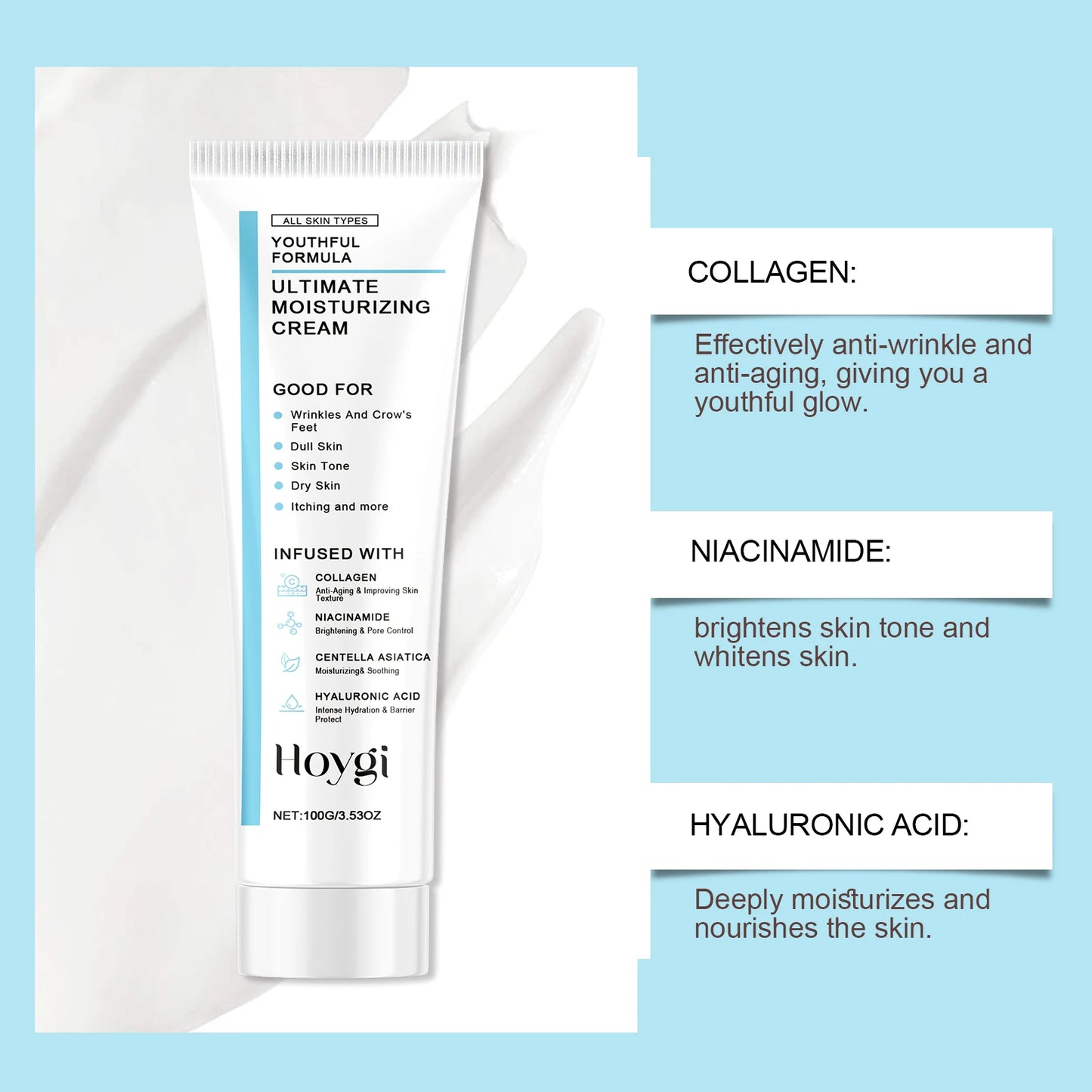 Centella Asiatica Face Cream with Hyaluronic Acid – 100g
